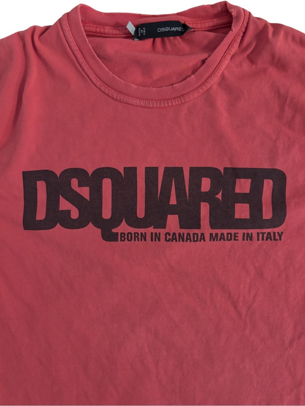 DSQUARED Y2K Coral-Red Logo Short Sleeve Crewneck Tee - Picture 2 of 4